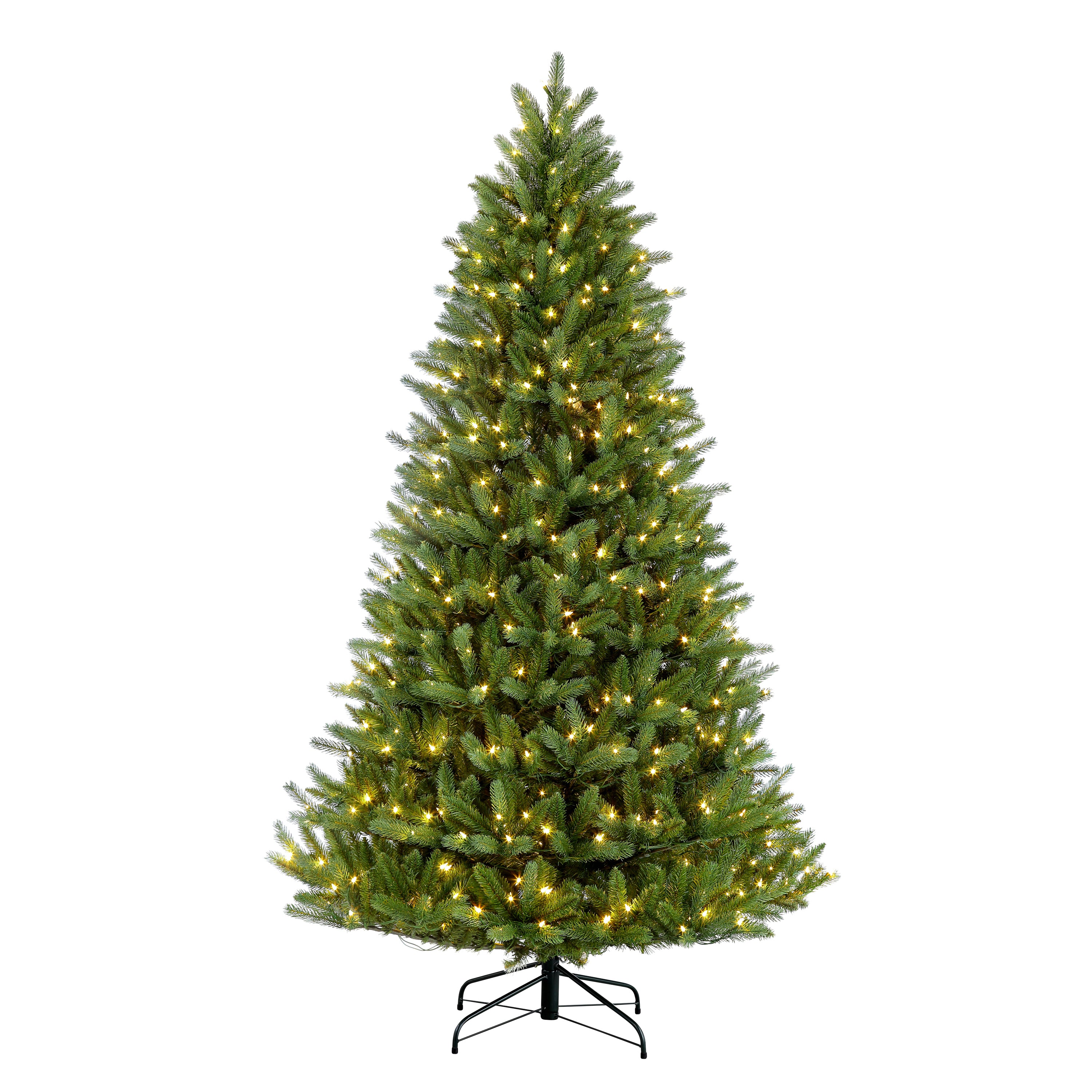 9 ft Pre-Lit Glacier Fir Artificial Christmas Tree with 1000 UL Clear Lights On/Off Foot Pedal Metal Stand Green GFA-90C10
